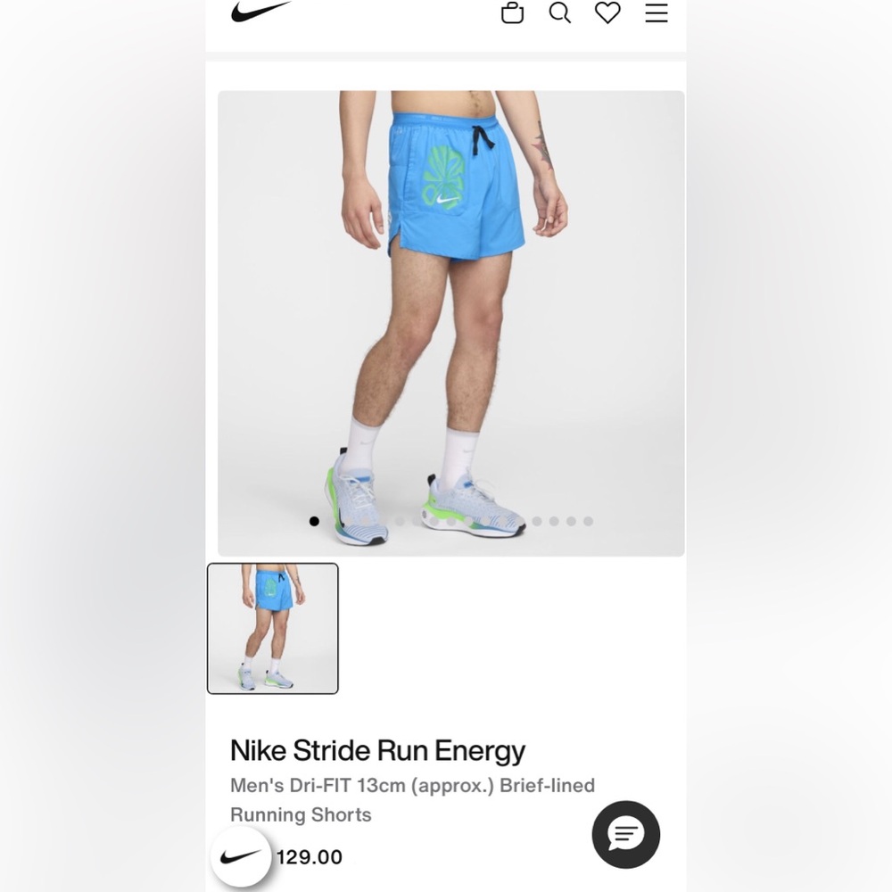 Nike Men’s Blue Running Shorts with Green Graphic
